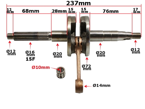 WAŁ KORBOWY KEEWAY PIN 10MM 