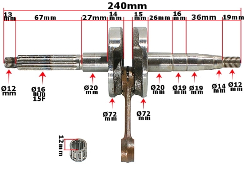 WAŁ KORBOWY KEEWAY PIN 12MM 