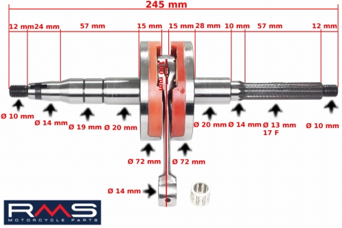 WAŁ KORBOWY MINARELLI HORIZONTAL RACING PIN10 RMS 