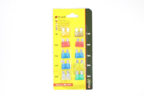 BEZPIECZNIKI 10 SZTUK 5A 10A 15A 25A 