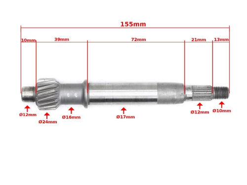 WAŁEK PRZEKŁADNI GY6 SPRZĘGŁA 155mm 