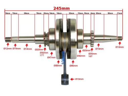WAŁ KORBOWY GY6-50 SKUTER BAOTIAN ORG PHE 