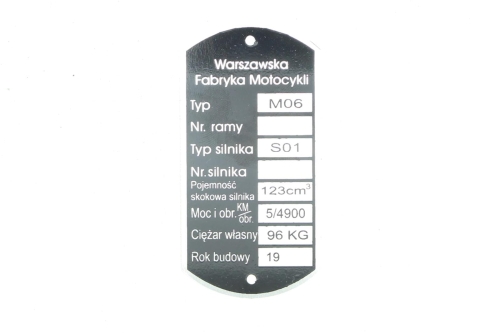 TABLICZKA ZNAMIONOWA WFM M06 