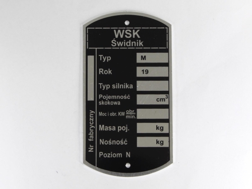 TABLICZKA ZNAMIONOWA WSK AG 